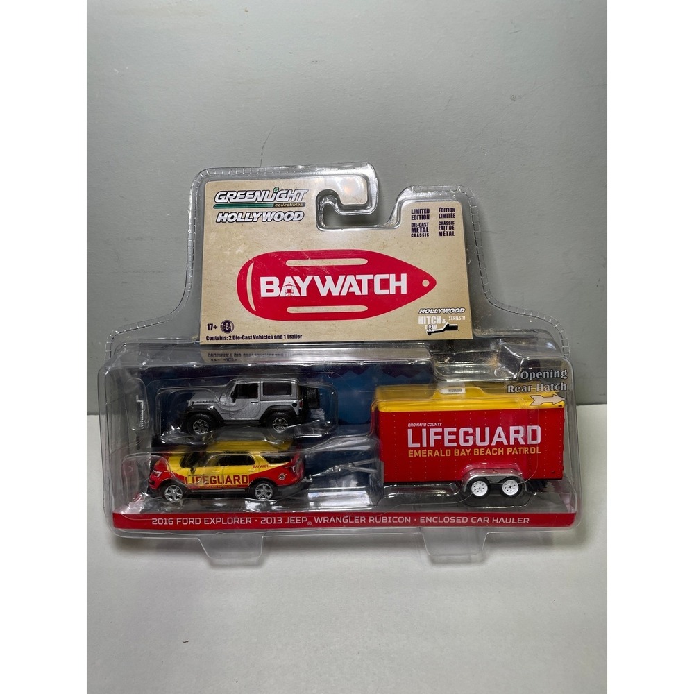 Greenlight Hollywood Baywatch 2016 Ford Explorer 2013 Jeep Wrangler Car Hauler